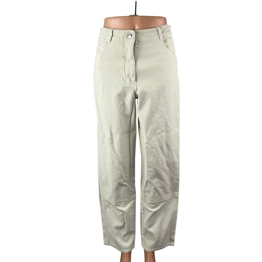 Aritzia Wilfred Free Women's Beige High Rise Wide Leg Baggy Trousers Pants Sz 6